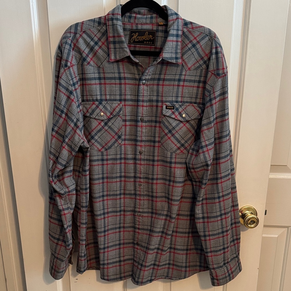 Howler Brothers Blue and Red Plaid Casual Shirt